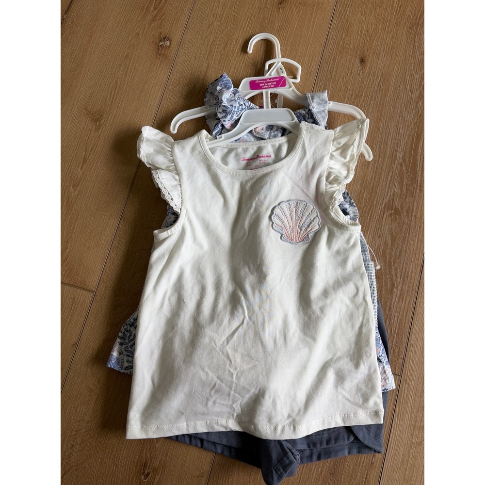 Tommy Bahama Girls 4 Piece Mix Match Set Sz 5T Shell Print Tank Top Shorts beach